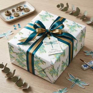 Turkoois Libelle spatpaint Cadeaupapier