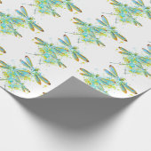 Turkoois Libelle spatpaint Cadeaupapier (Hoek)