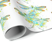 Turkoois Libelle spatpaint Cadeaupapier (Rol Hoek)