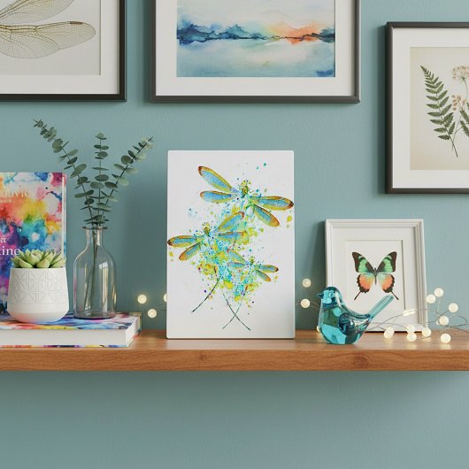 Turkoois Libelle spatpaint Fotoplaat