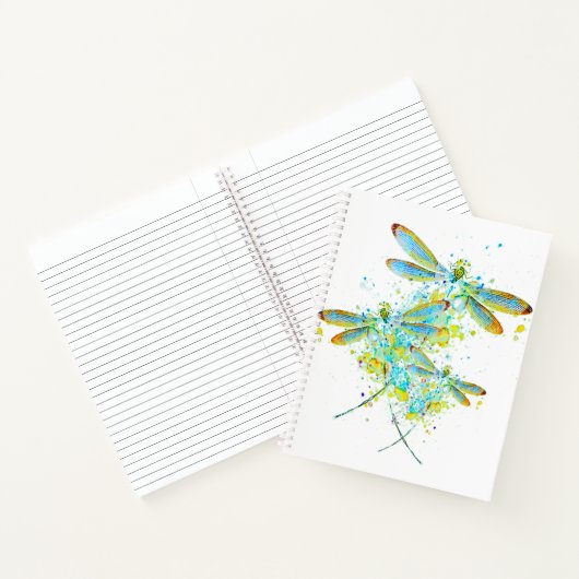Turkoois Libelle spatpaint Notitieboek (Binnen)