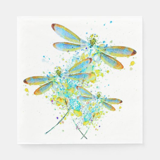 Turkoois Libelle spatpaint  Servet (Voorkant)