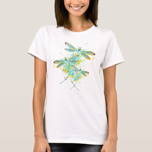 Turkoois Libelle Spatseerend T-Shirt (Voorkant)