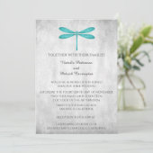 Turkoois Libelle Trouwkaart Uitnodiging (Staand voorkant)