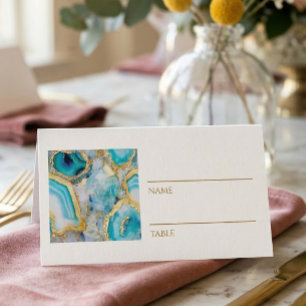 Turkoois Marmer Goud Ader Placecards Plaatskaartje