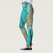 Turkoois Marmer met Gouden Aders Leggings (Links)