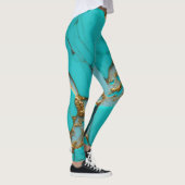Turkoois Marmer met Gouden Aders Leggings (Rechts)
