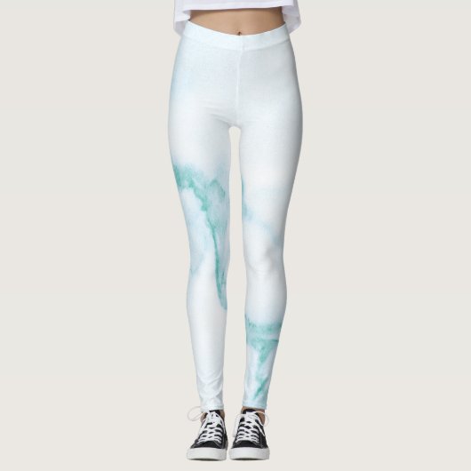 Turkoois Marmeren Broek Leggings (Voorkant)