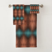 Turkoois met koper bruin badhanddoek set bad handdoek (Insitu)