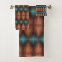 Turkoois met koper bruin badhanddoek set
