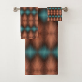 Turkoois met koper bruin badhanddoek set bad handdoek