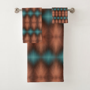 Turkoois met koper bruin badhanddoek set bad handdoek