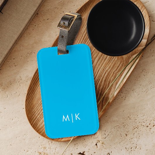 Turkoois | Modern monogram Bagagelabel