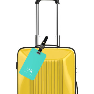 Turkoois monogram initialen bagagelabel