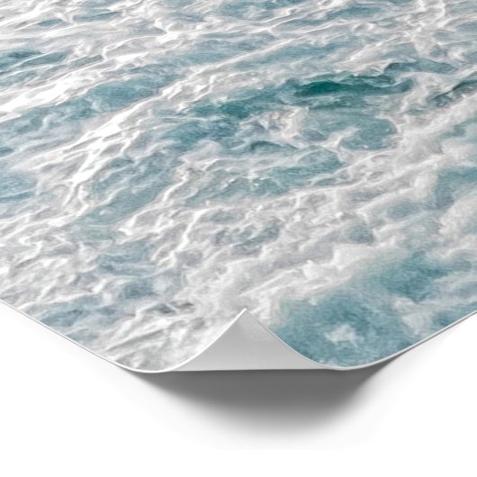 Turkoois oceaanschuim - heldere kustwaterfoto poster (Hoek)