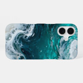 Turkoois Oceanhars Werveling iPhone 16 Hoesje (Achterkant horizontaal)