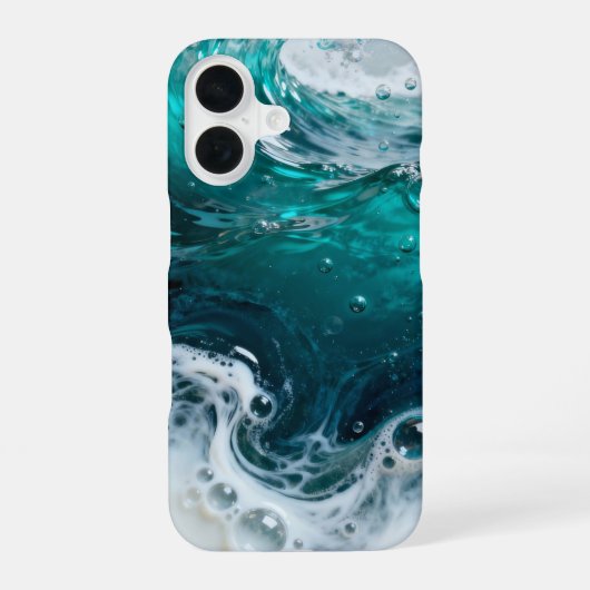 Turkoois Oceanhars Werveling iPhone 16 Hoesje (Achterkant)
