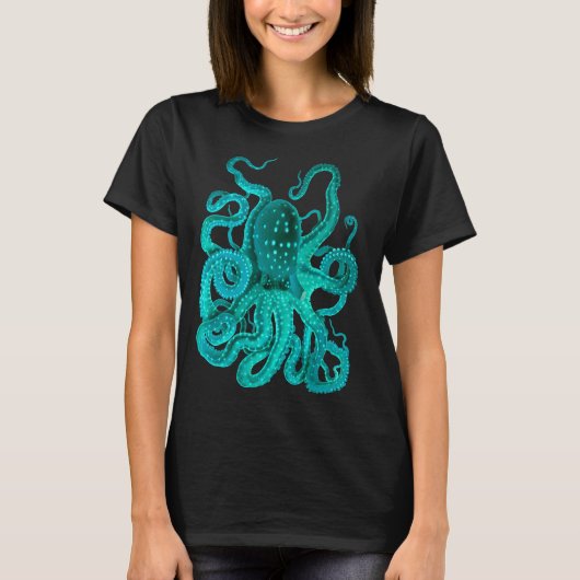 Turkoois Octopus Teveel T-shirt (Voorkant)