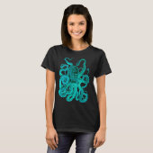 Turkoois Octopus Teveel T-shirt (Voorkant volledig)