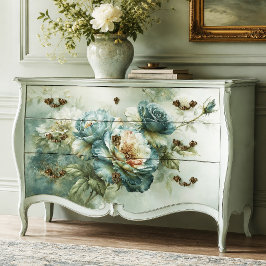 Turkoois olieverf Blauwe Rozen Tak Decoupage Tissuepapier