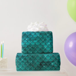 Turkoois Ombre Glam Zeemeermin Schubben Patroon Cadeaupapier
