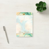 Turkoois Oranje Crème Pauw Glitter Veren Post-it® Notes (Kantoor)
