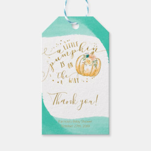 Turkoois Oranje Pompoen Herfst Baby Shower Bedankt Cadeaulabel