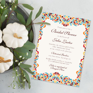 Turkoois Oranje Whimsical Bloemrijke Mandala Bruid Kaart