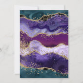 Turkoois, Paars en Goud Glitter Agate Bruiloft Kaart (Achterkant)