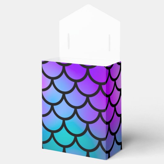 Turkoois Paars Roze Blauw Zeemeermin Schubben Fant Bedankdoosjes (Geopend)