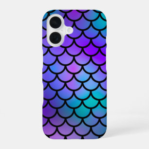 Turkoois Paars Roze Blauw Zeemeermin Schubben Fant iPhone 16 Hoesje