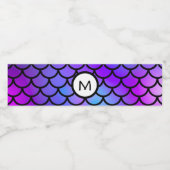 Turkoois Paars Roze Blauw Zeemeermin Schubben Fant Waterfles Etiket (Enkel label)