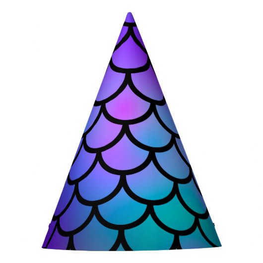 Turkoois Paars Roze Blauwe Zeemeermin Schubben Fan Feesthoedjes (Voorkant)