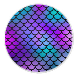 Turkoois Paars Roze Blauwe Zeemeermin Schubben Fan Keramische Knop