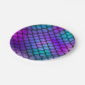 Turkoois Paars Roze Blauwe Zeemeermin Schubben Fan Papieren Bordje (Gekanteld)