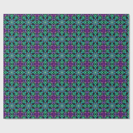 Turkoois, Paars & Roze Kaleidoscoop Fractal Patroo Cadeaupapier
