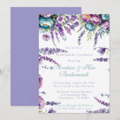 Turkoois Paarse Bloemen Bruidsmeisjes Luncheon Kaart (Voorkant / Achterkant)