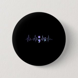 Turkoois Paarse Hartslag Puntkomma Zelfmoordpreven Ronde Button 5,7 Cm