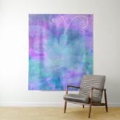 Turkoois Paarse Pastel Vlinder Feest Decoratie Wandkleed (In situ)