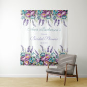 Turkoois Paarse Wilde Bloemen Bruidsdiner Wandkleed (In situ)