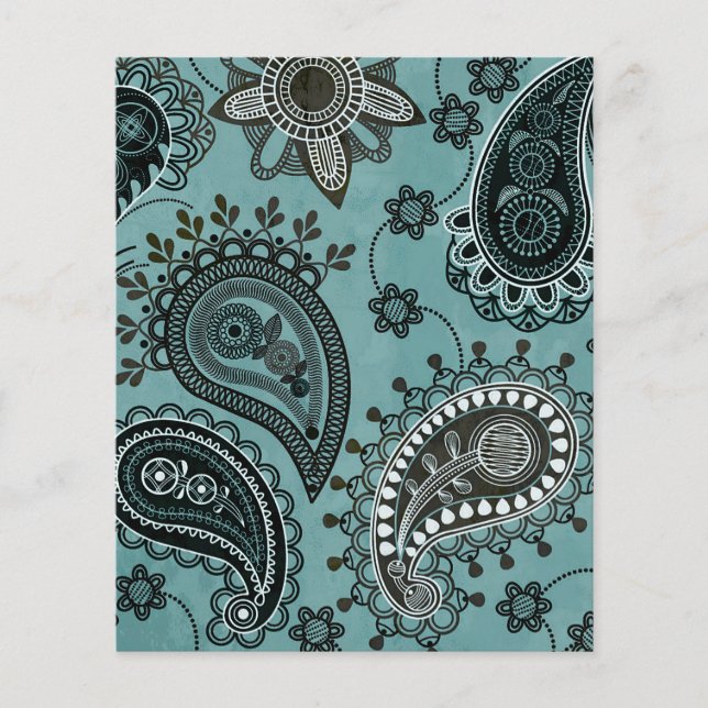 Turkoois paisley scrapbook achtergrondpapier (Voorkant)