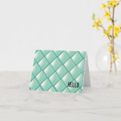 Turkoois Quilted Diamanten Hallo Kaart (Gele Bloem)