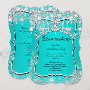 Turkoois Quinceanera 15e Winterwonderland Zilver Kaart