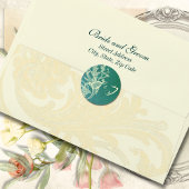 Turkoois Rococo Rol met Elegant Monogram Ronde Sticker