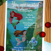 Turkoois, rood, blauwe zeemeermin oceaan verjaarda kaart