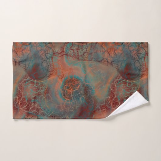 Turkoois, rood en roest marmer abstract bad handdoek (Handdoek)