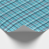 Turkoois rood en zwart plaid cadeaupapier (Hoek)