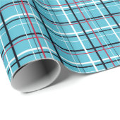 Turkoois rood en zwart plaid cadeaupapier (Rol Hoek)
