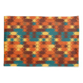 Turkoois, rood, oranje en geel geometrisch kussensloop (Achterkant)