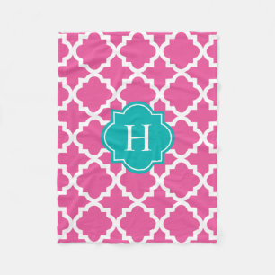 Turkoois & Roze Monogram de Deken van de Vacht